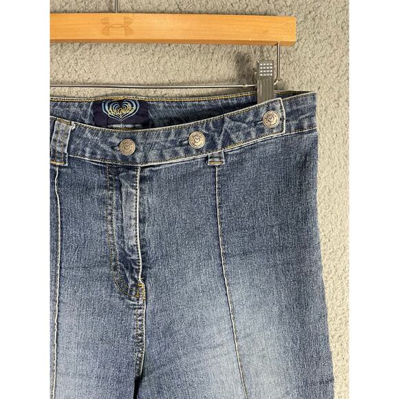 Womens Angels Raw Hem Bermuda Denim Shorts Blue Size 14 High Rise Stretch - Picture 5 of 9